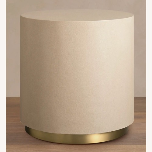 Used Arhaus White Leather Side Table for sale on AptDeco