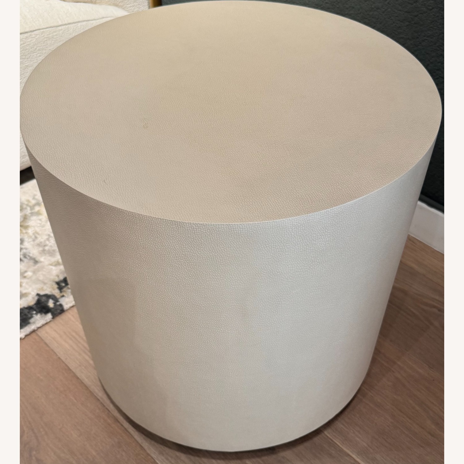 Arhaus White Leather Side Table - image-4