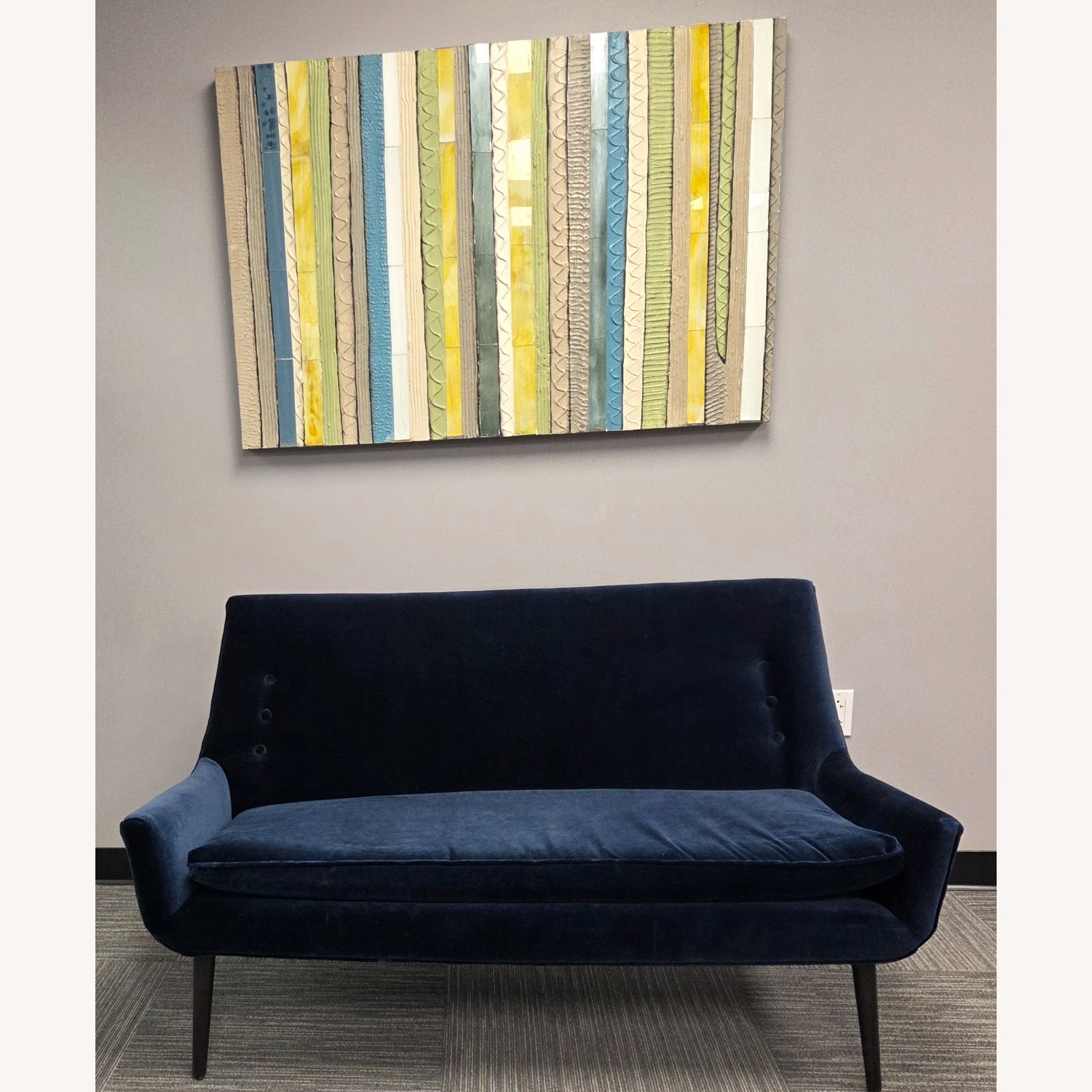 Jonathan Adler Settee Blue Velvet Loveseat - image-1