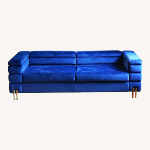 Used Brooklyn Space Modern Art Deco Royal Blue Velvet Sofa for sale on AptDeco