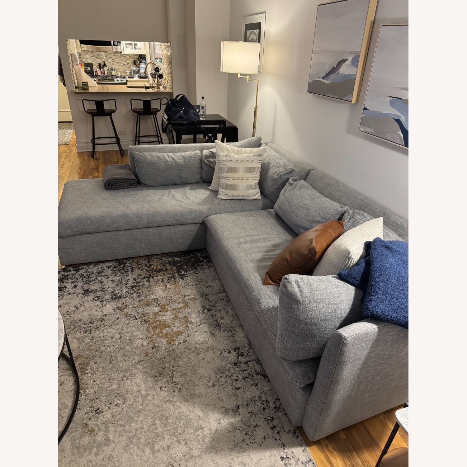 West Elm Shelter Light Gray Fabric 2 Piece Sectional - image-4