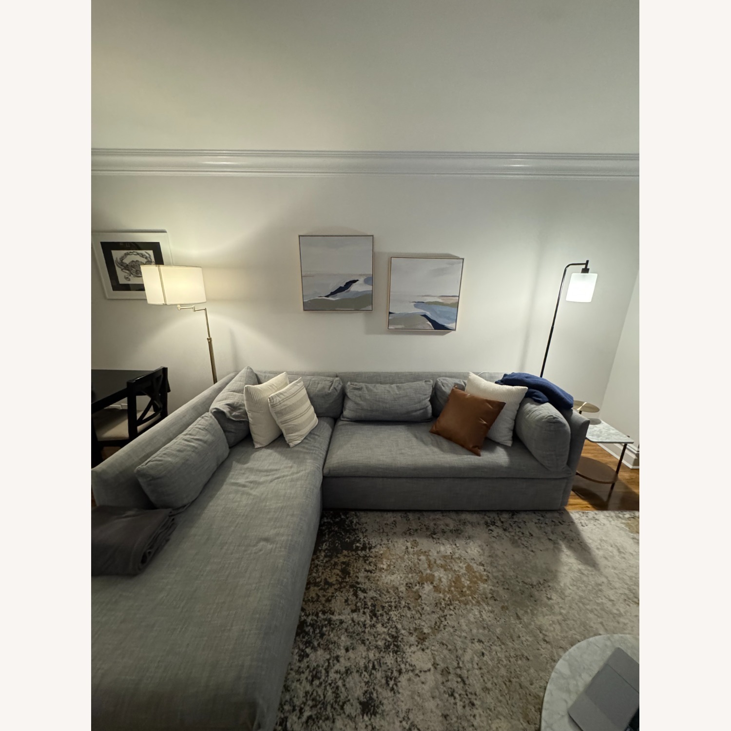 West Elm Shelter Light Gray Fabric 2 Piece Sectional - image-3