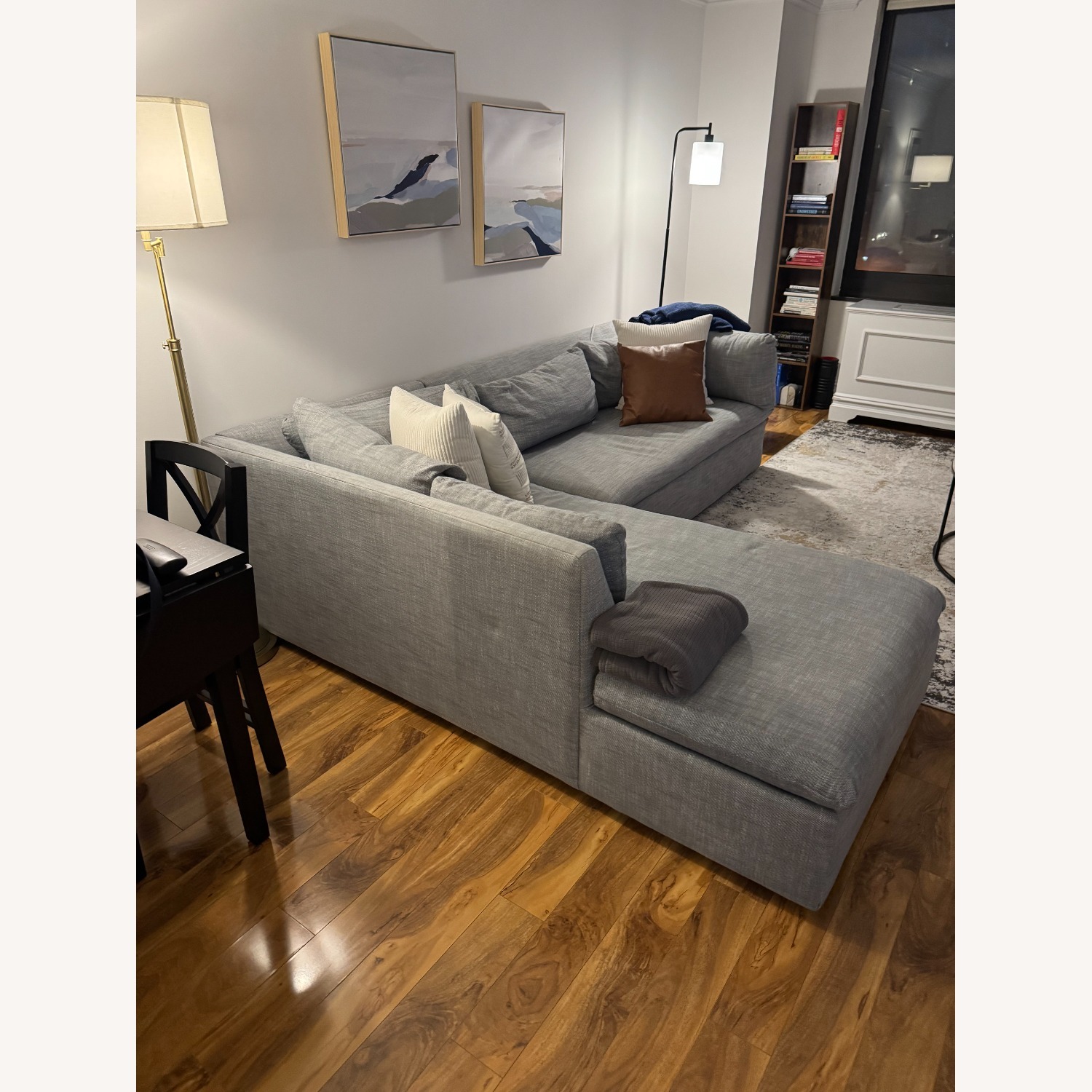 West Elm Shelter Light Gray Fabric 2 Piece Sectional - image-2