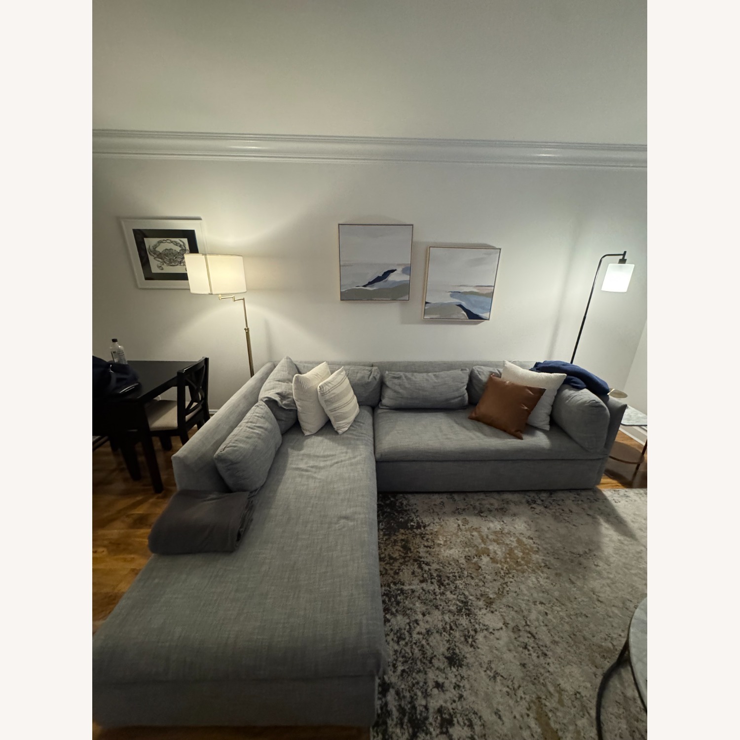 West Elm Shelter Light Gray Fabric 2 Piece Sectional - image-1