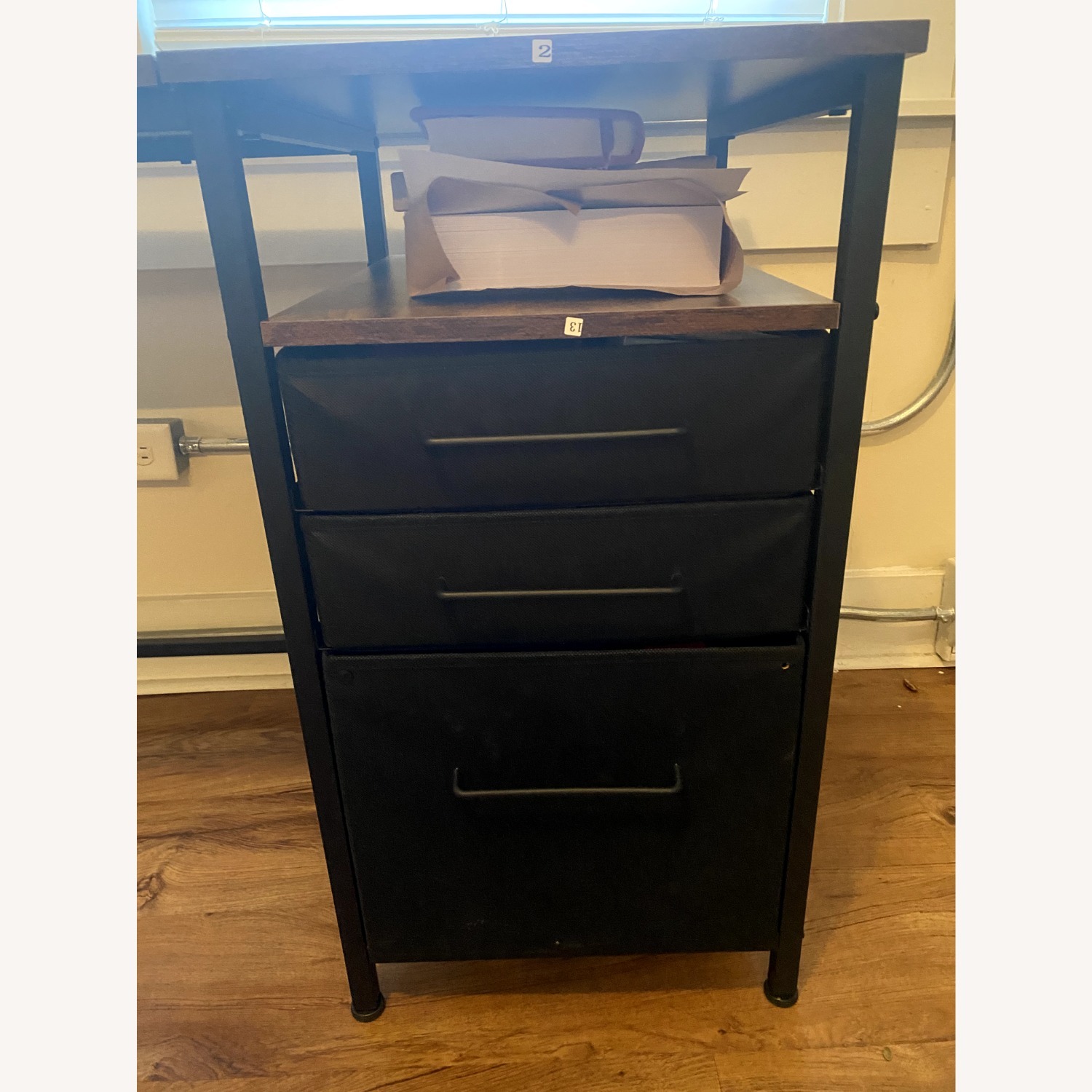 Dark Brown Desk with Drawers - image-3