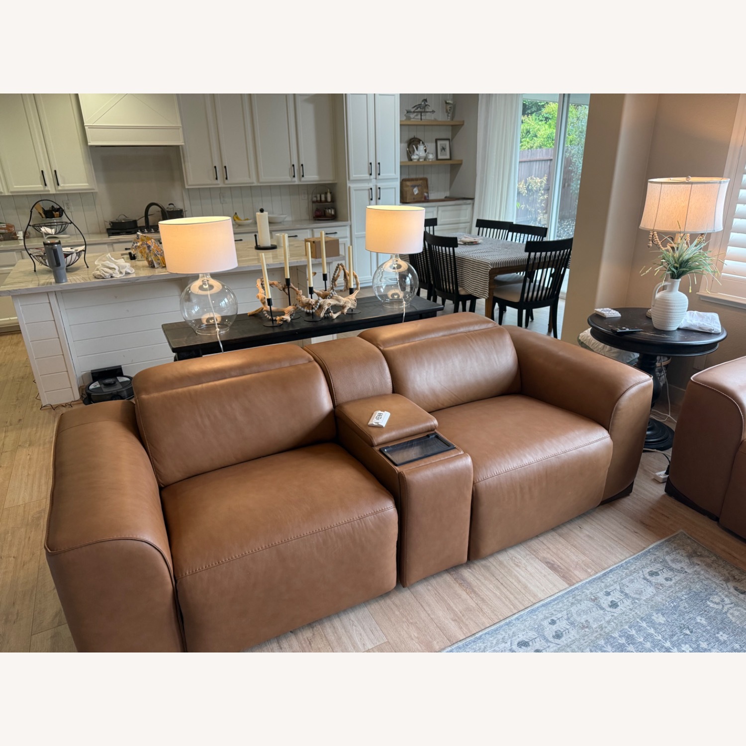 Macy's Nevio Light Brown Leather 3+ Seater Sofa - image-2