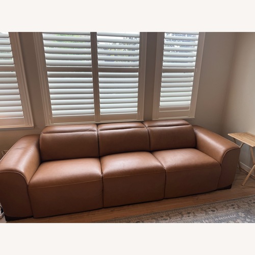Used Macy's Nevio Light Brown Leather 3+ Seater Sofa for sale on AptDeco