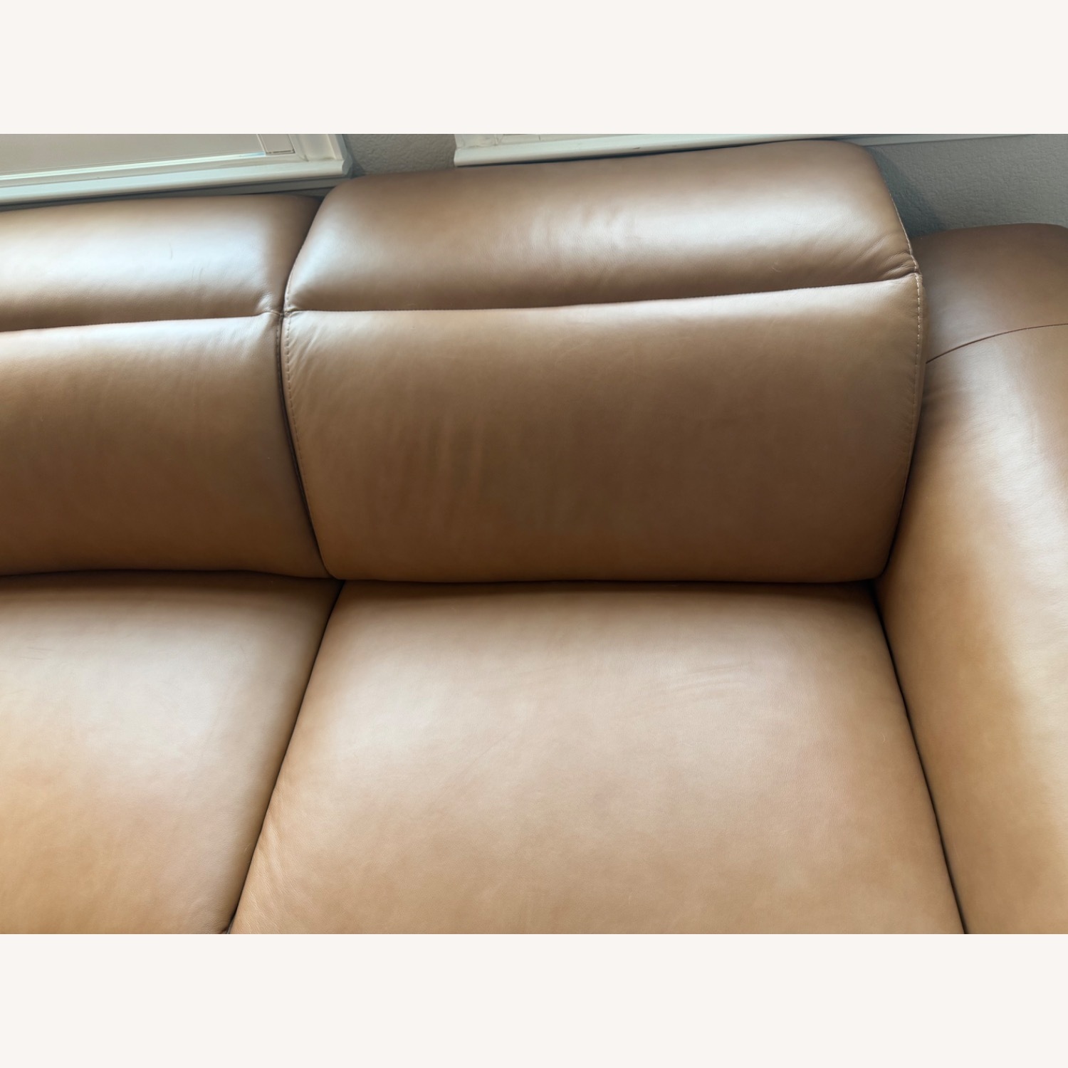 Macy's Nevio Light Brown Leather 3+ Seater Sofa - image-5