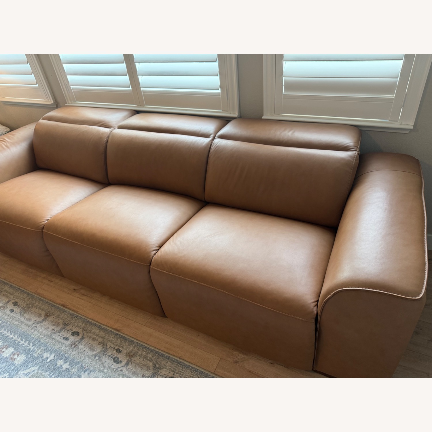 Macy's Nevio Light Brown Leather 3+ Seater Sofa - image-4