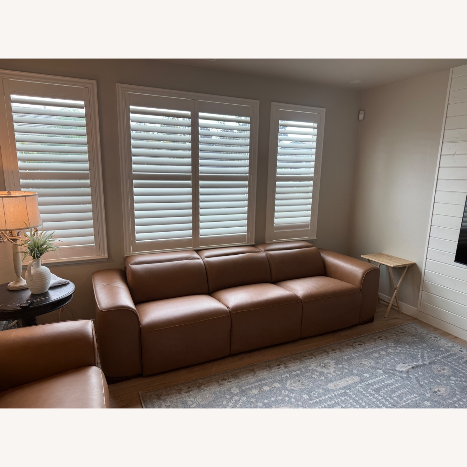 Macy's Nevio Light Brown Leather 3+ Seater Sofa - image-3