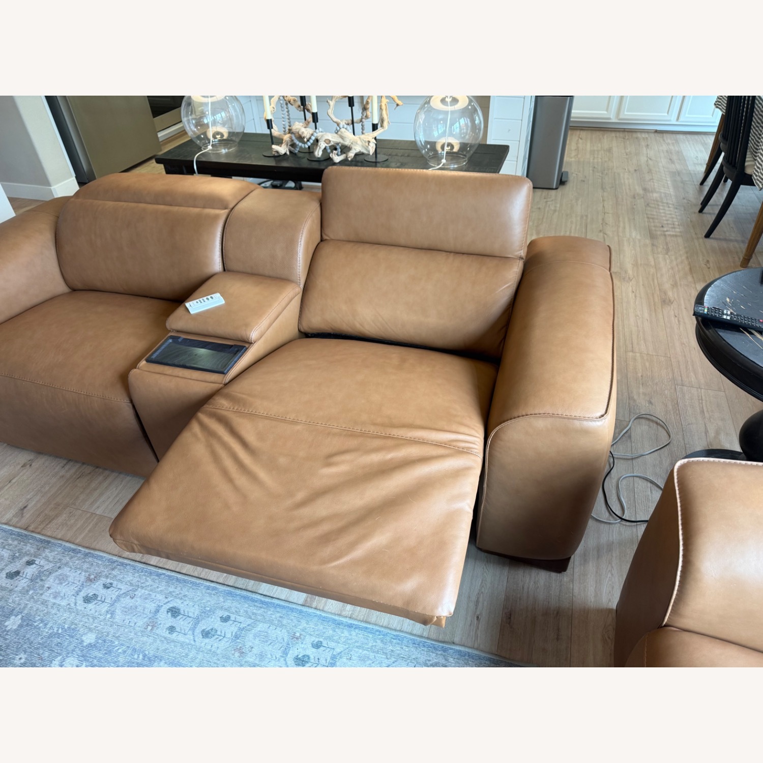 Macy's Nevio Light Brown Leather 3+ Seater Sofa - image-6