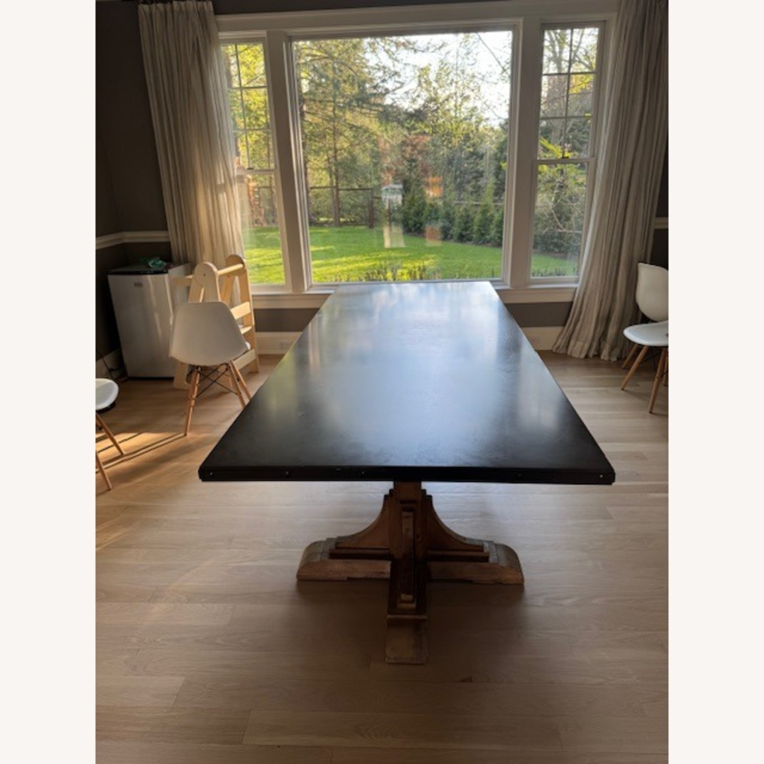 Restoration Hardware 20th C. Reclaimed Pine & Zinc Trestle Dining Table - image-1