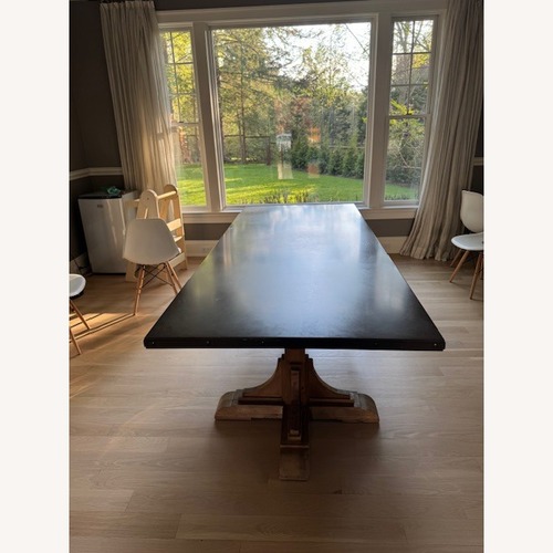 Used Restoration Hardware 20th C. Reclaimed Pine & Zinc Trestle Dining Table for sale on AptDeco