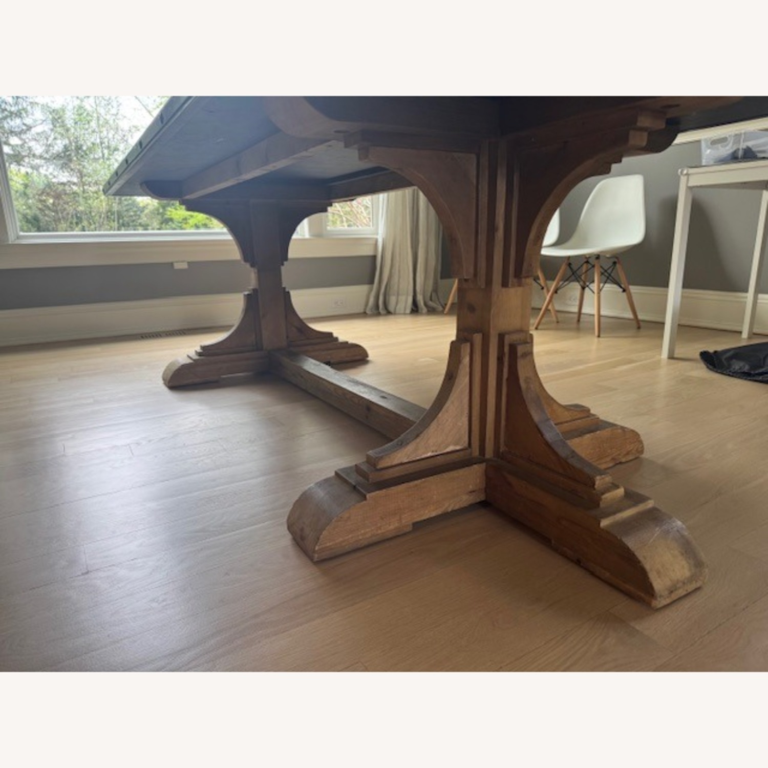 Restoration Hardware 20th C. Reclaimed Pine & Zinc Trestle Dining Table - image-3