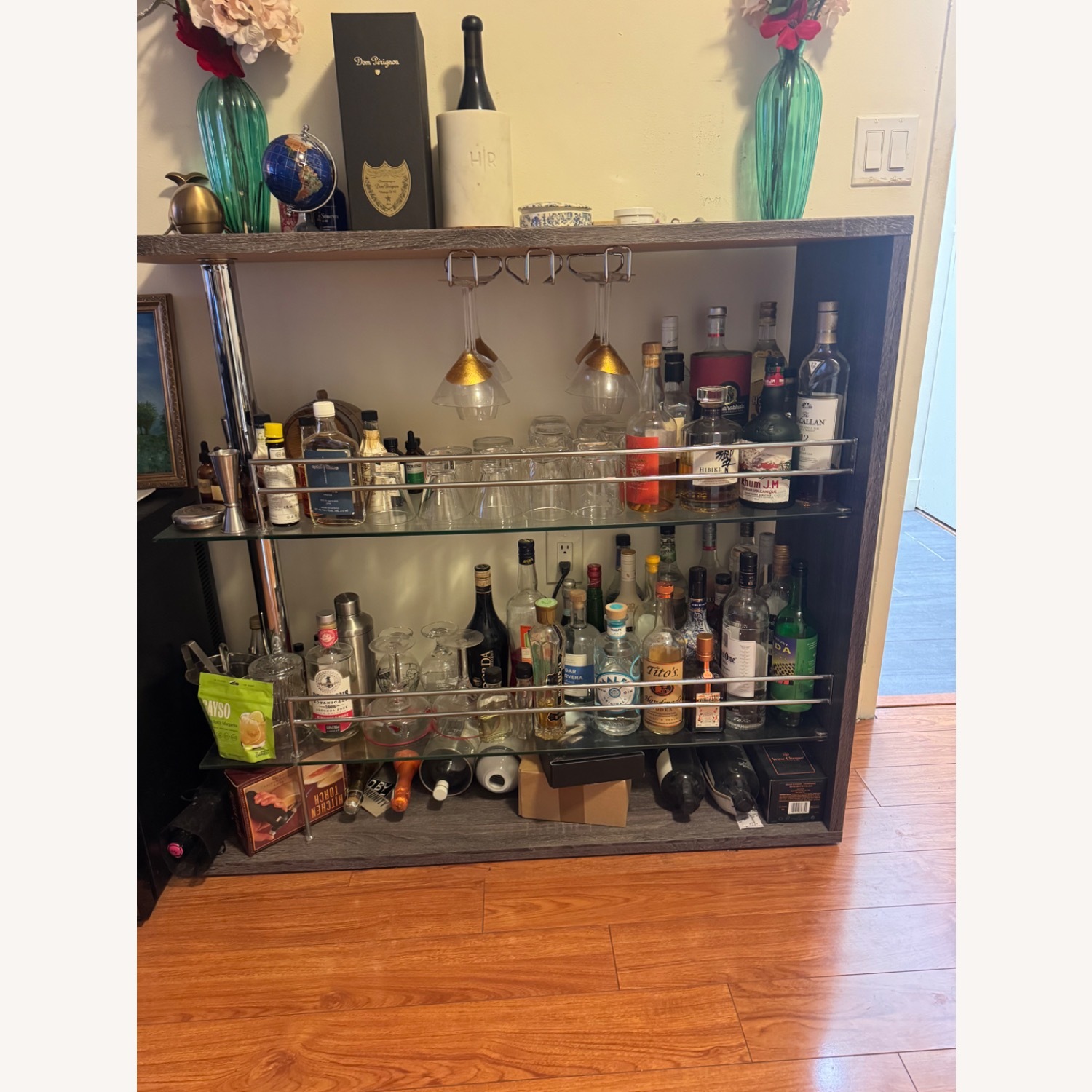 Wayfair Dark Gray Wood Bar Cart - image-4