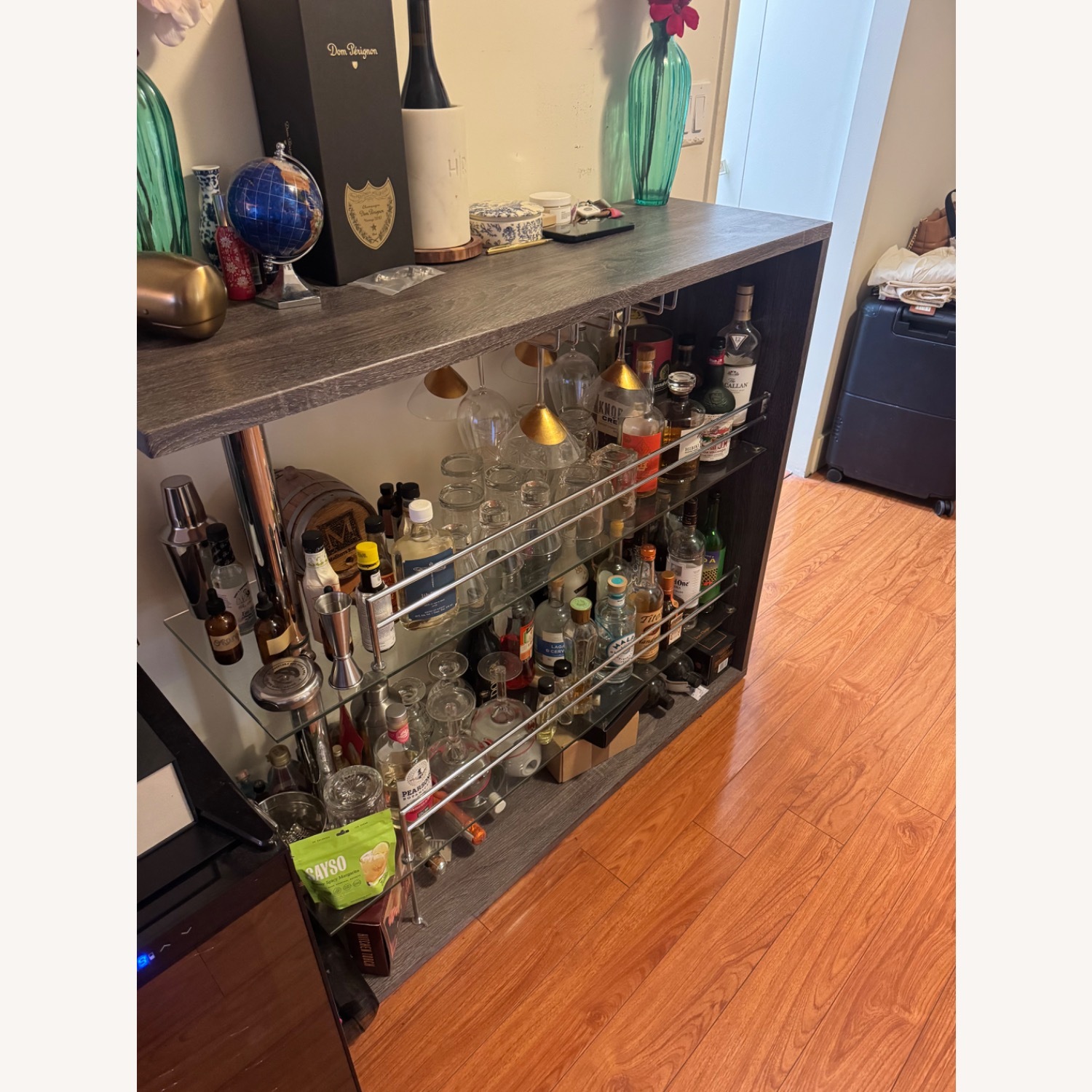 Wayfair Dark Gray Wood Bar Cart - image-2