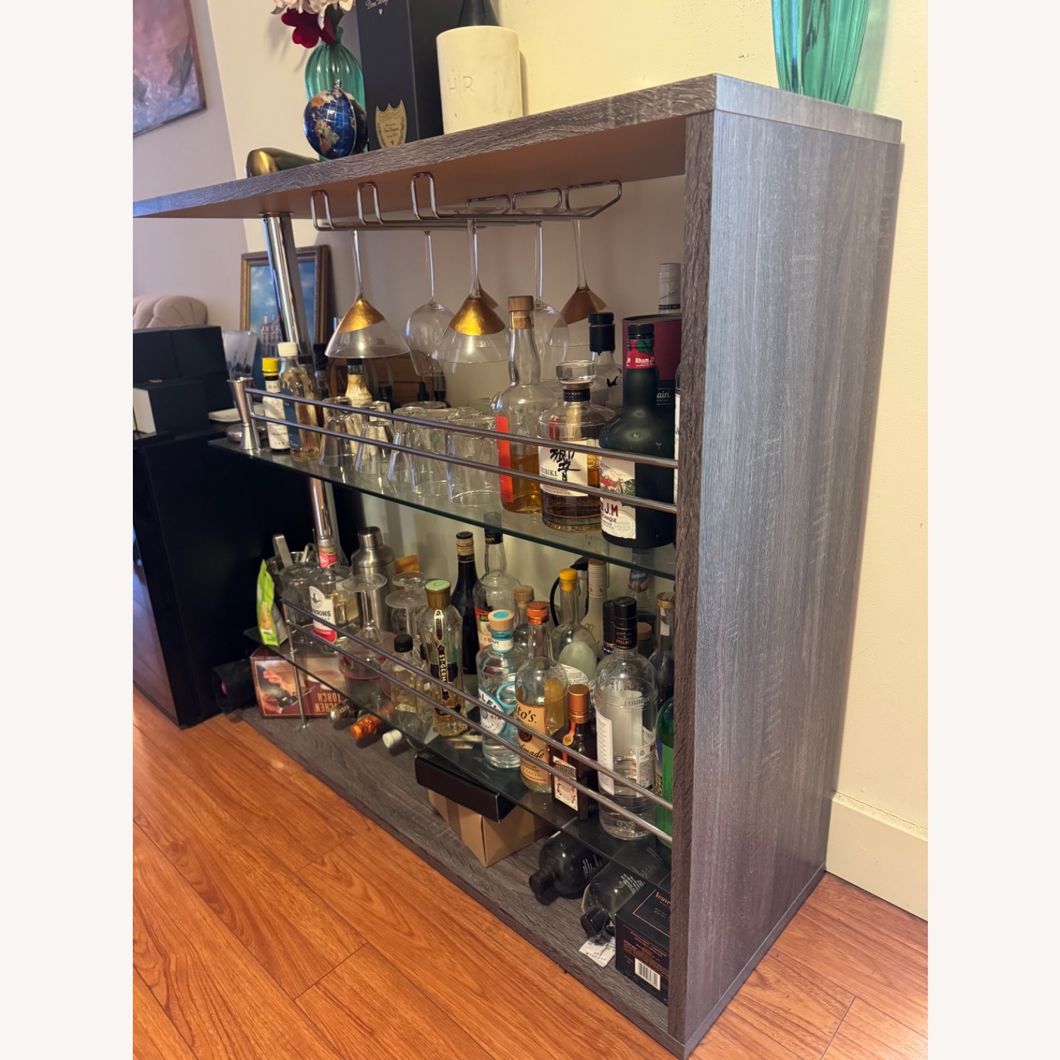 Wayfair Dark Gray Wood Bar Cart - image-3