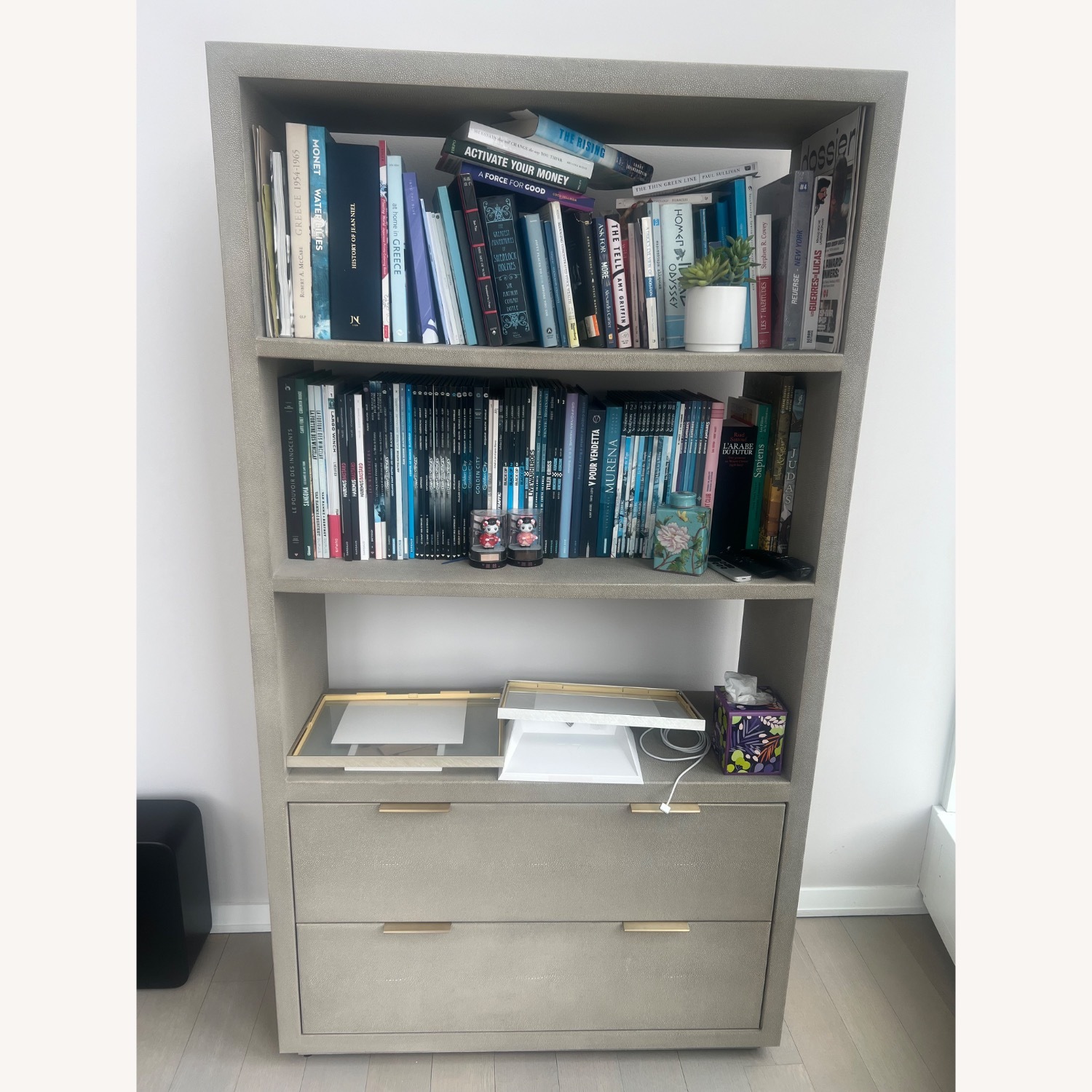 Restoration Hardware Clio Shagreen Bookcase - image-1