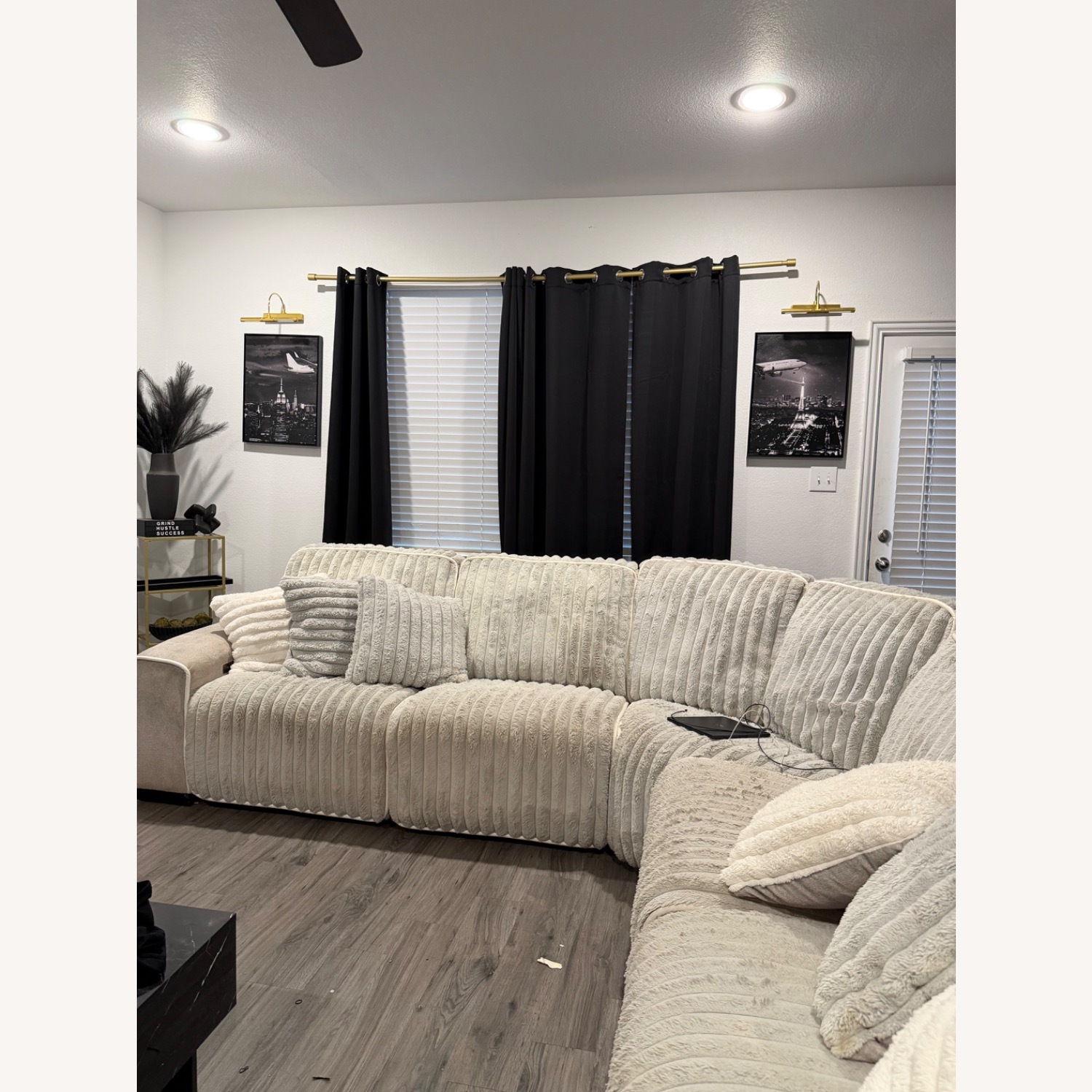 Rooms To Go Gray Power Reclining Sectional - image-2