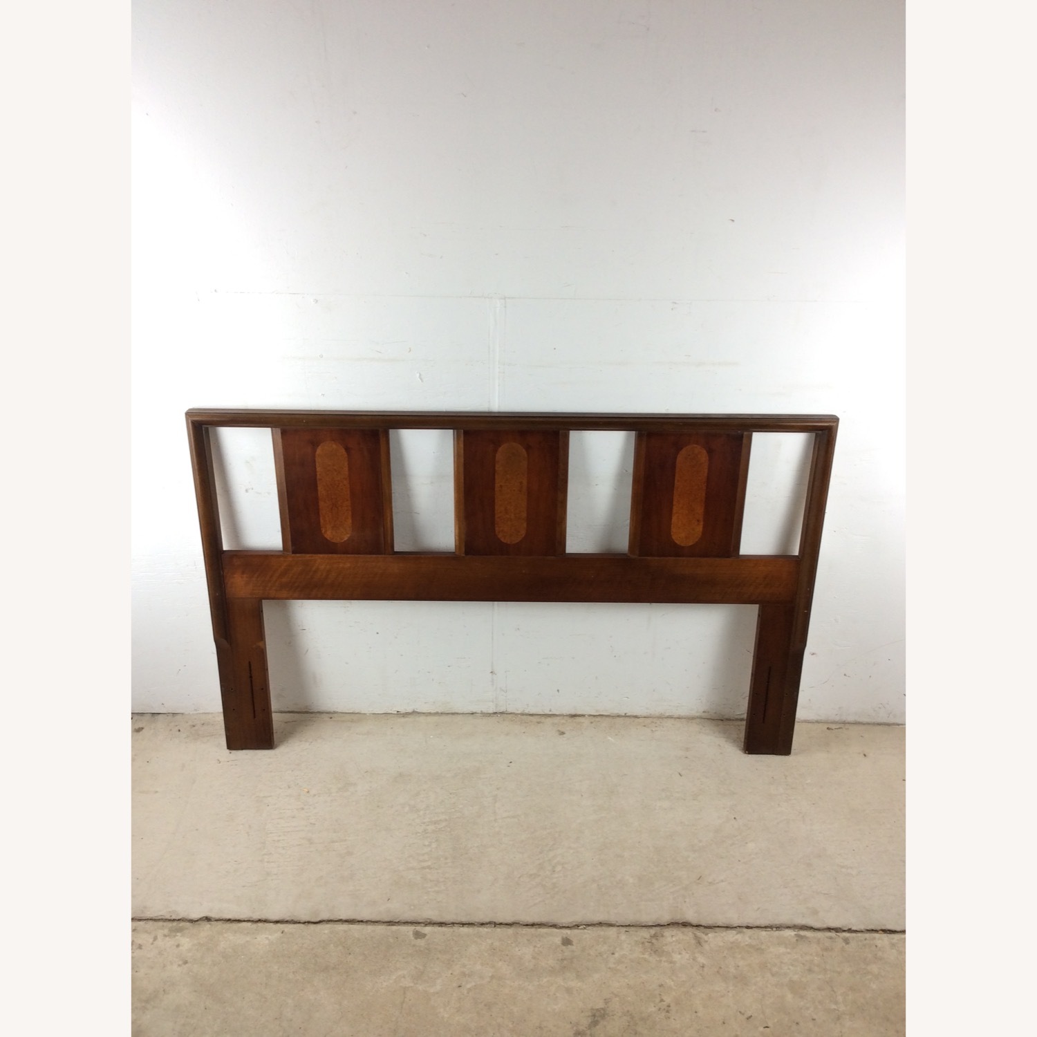 Mid Century Full Size Headboard with Burl Inlay - image-2
