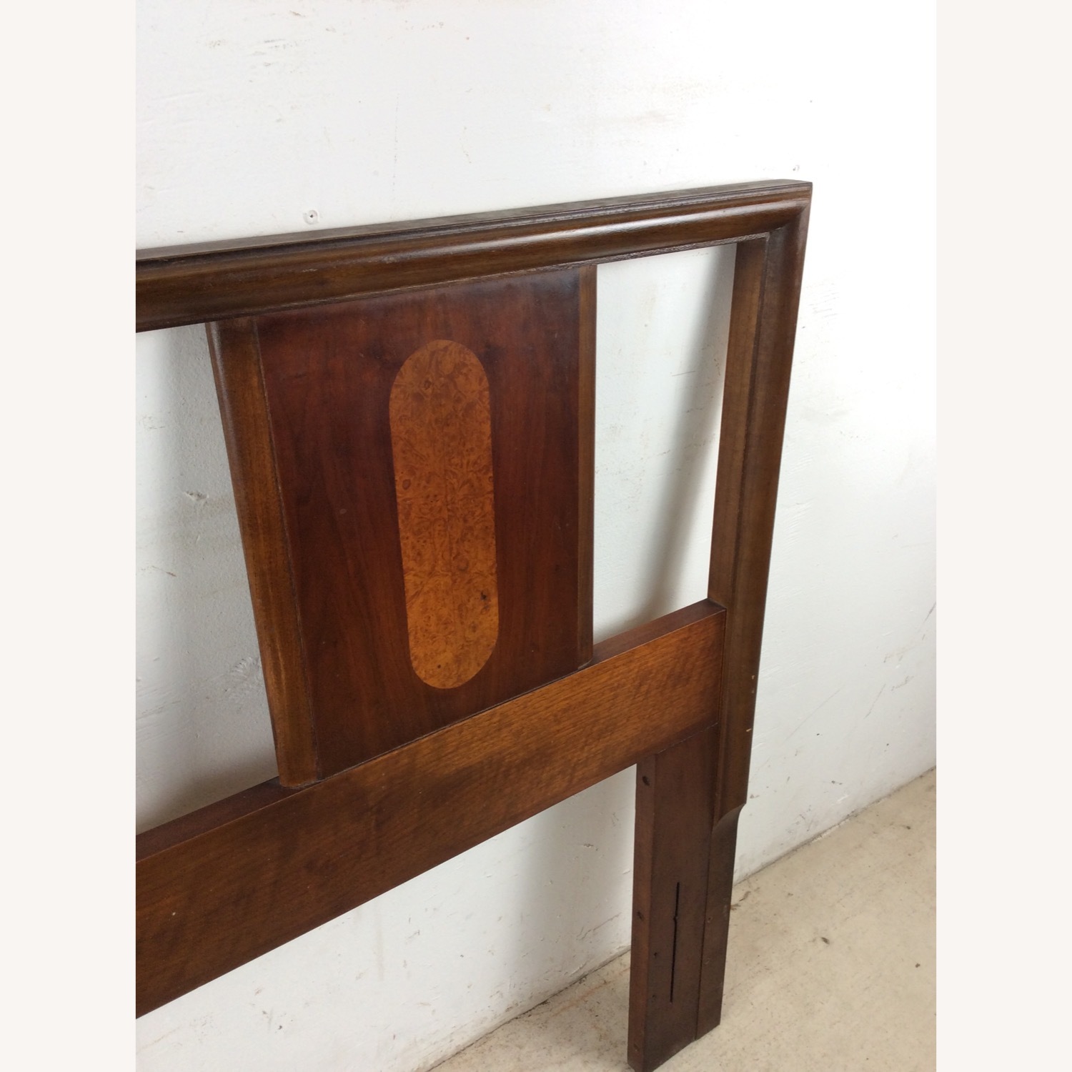 Mid Century Full Size Headboard with Burl Inlay - image-9