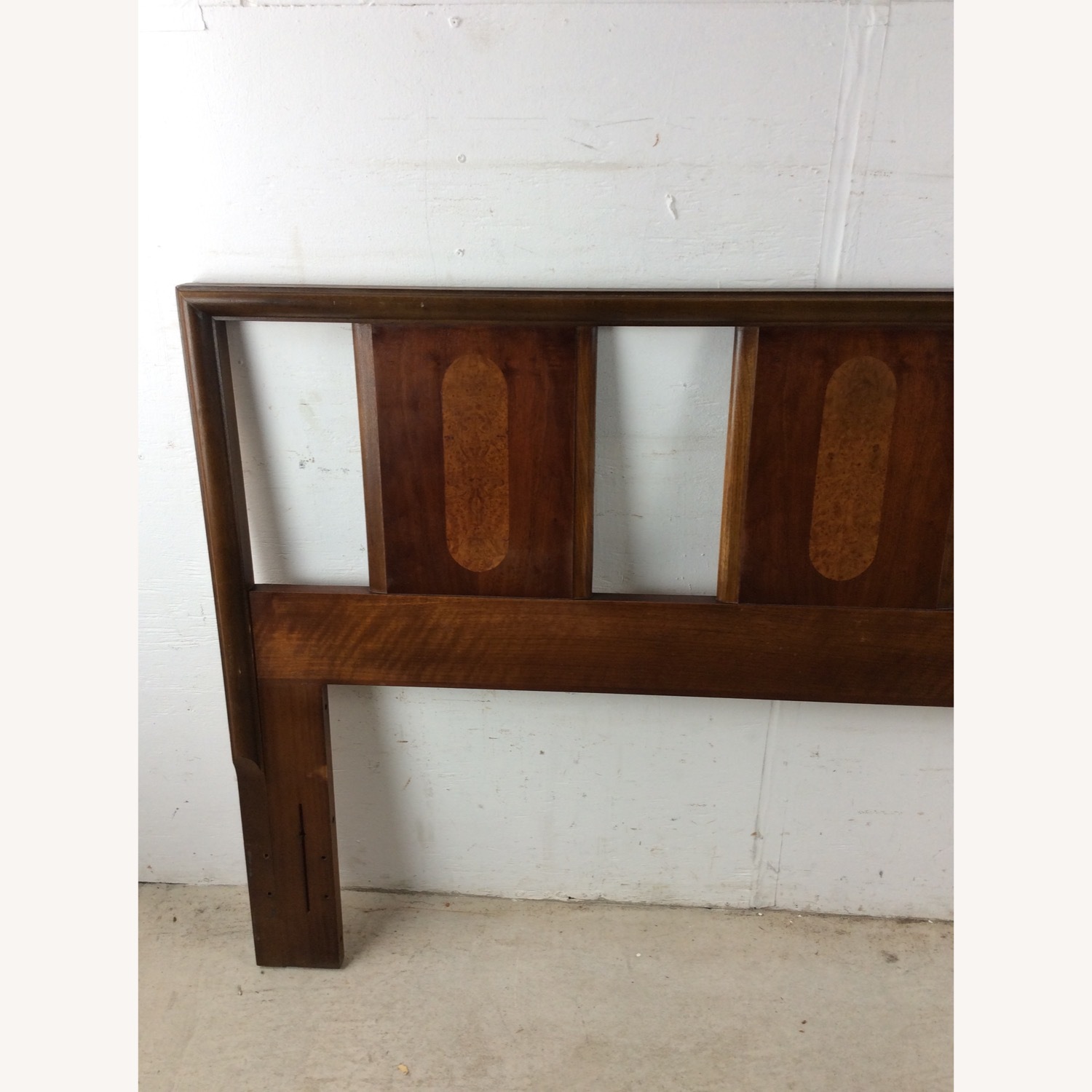 Mid Century Full Size Headboard with Burl Inlay - image-3