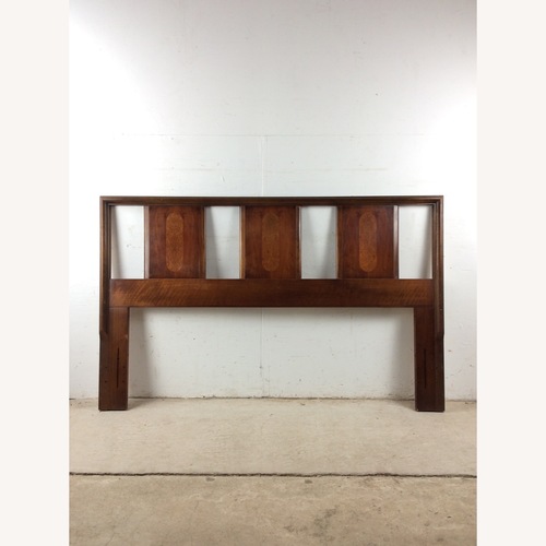Used Mid Century Full Size Headboard with Burl Inlay for sale on AptDeco