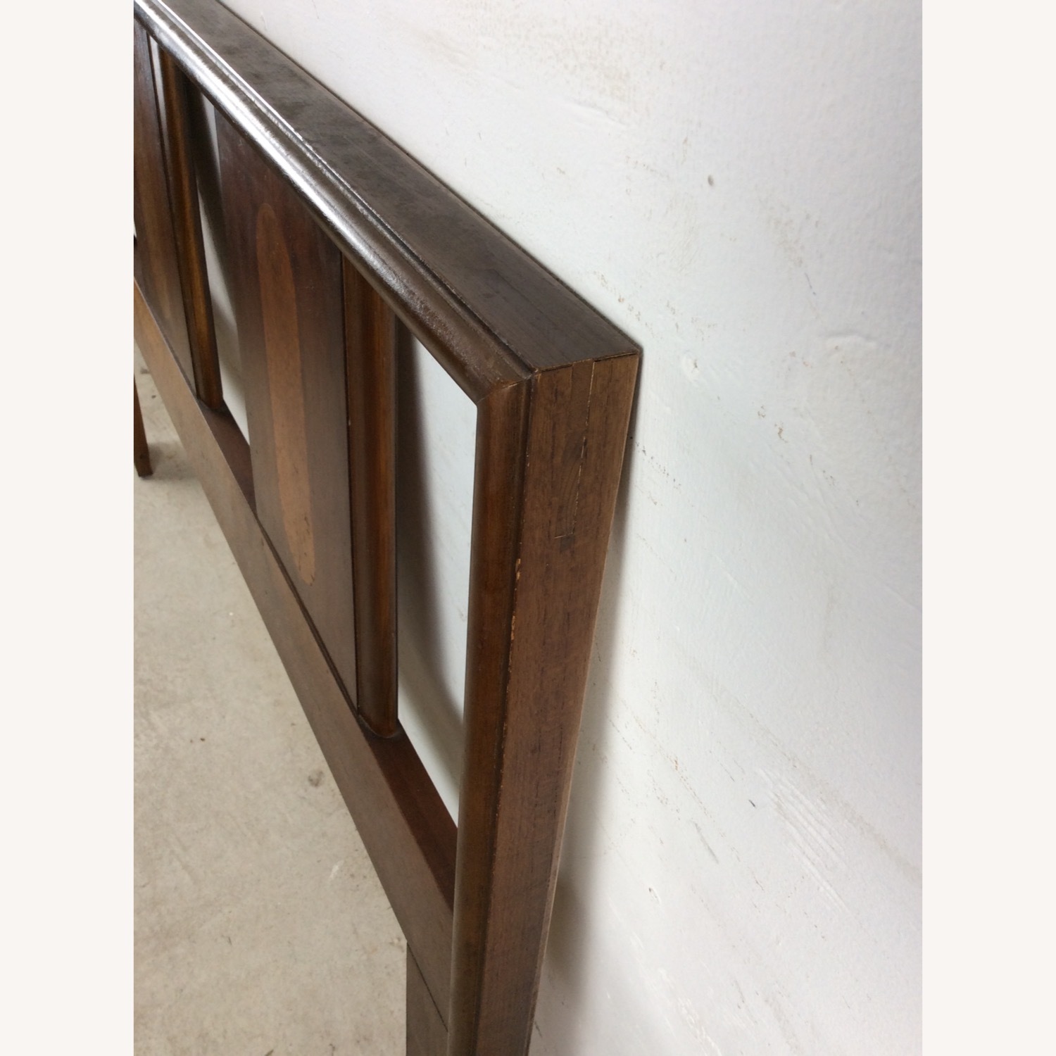 Mid Century Full Size Headboard with Burl Inlay - image-16