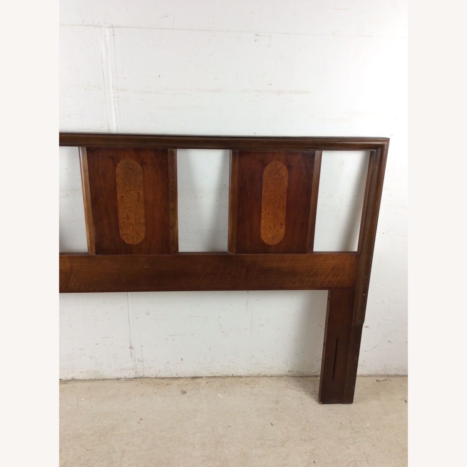 Mid Century Full Size Headboard with Burl Inlay - image-4