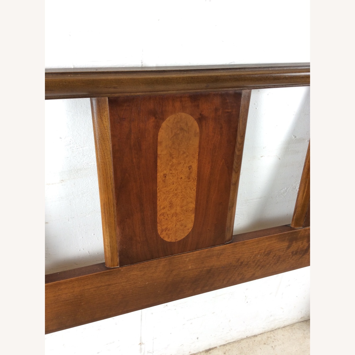 Mid Century Full Size Headboard with Burl Inlay - image-8