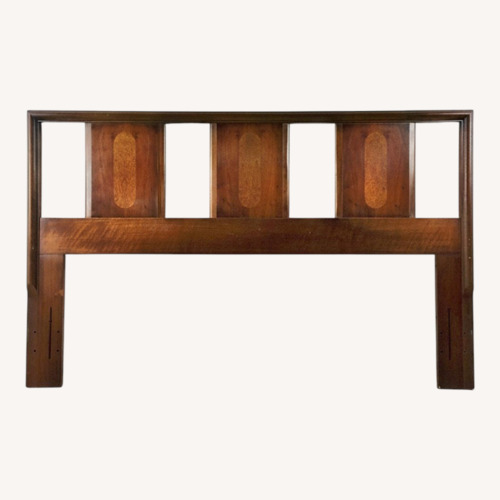 Used Mid Century Full Size Headboard with Burl Inlay for sale on AptDeco