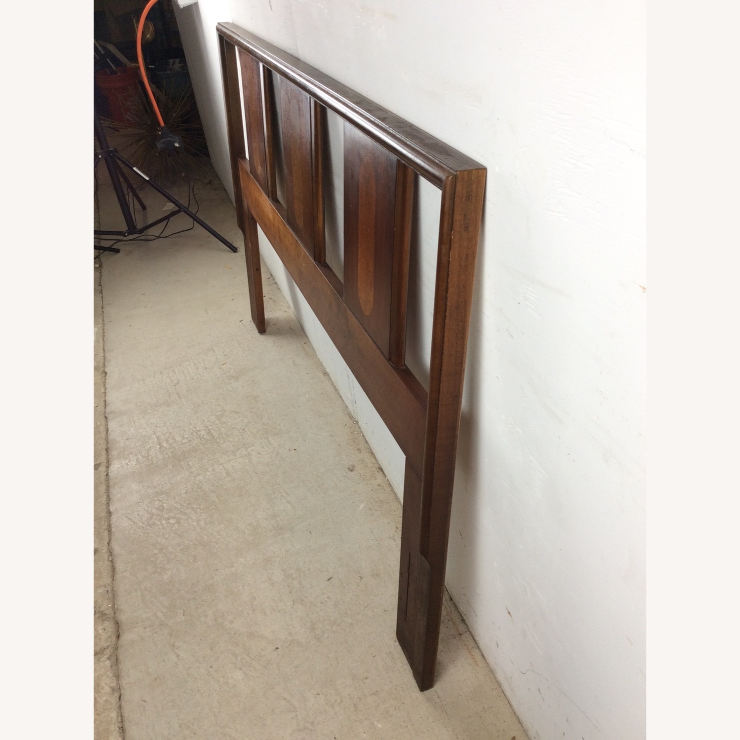 Mid Century Full Size Headboard with Burl Inlay - image-14