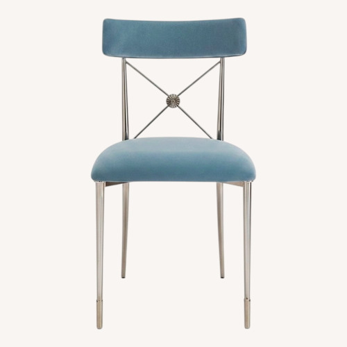 Used Jonathan Adler Rider Blue Velvet Dining Chairs for sale on AptDeco