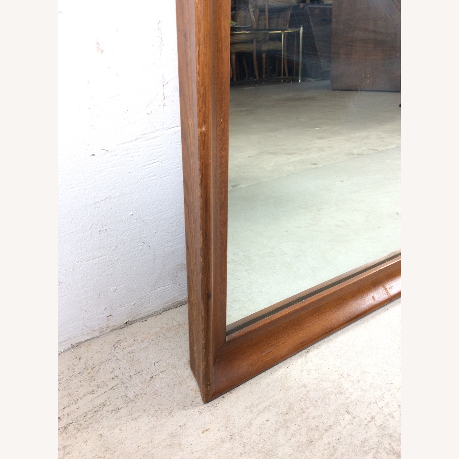 MCM Long Rectangular Wall Mirror with Walnut Frame - image-11