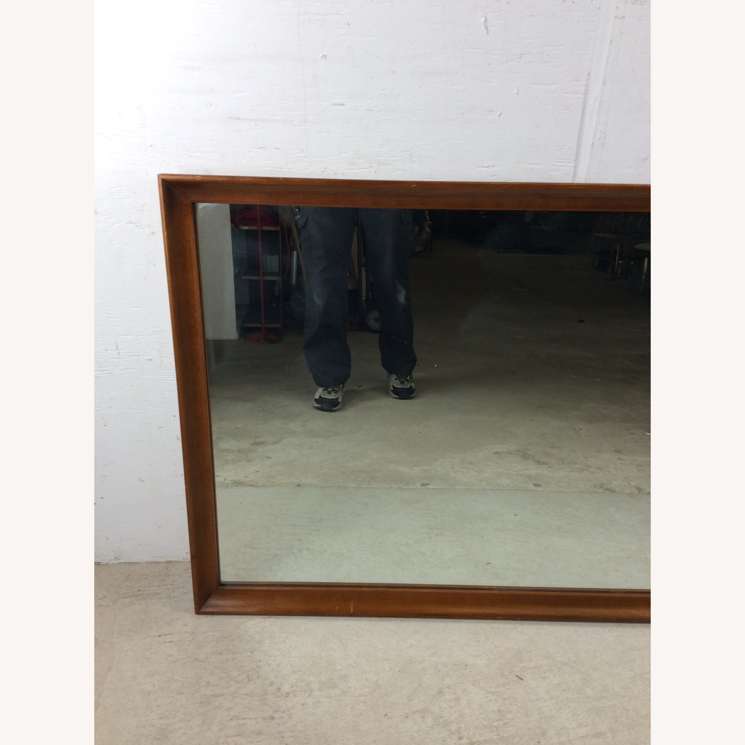 MCM Long Rectangular Wall Mirror with Walnut Frame - image-3