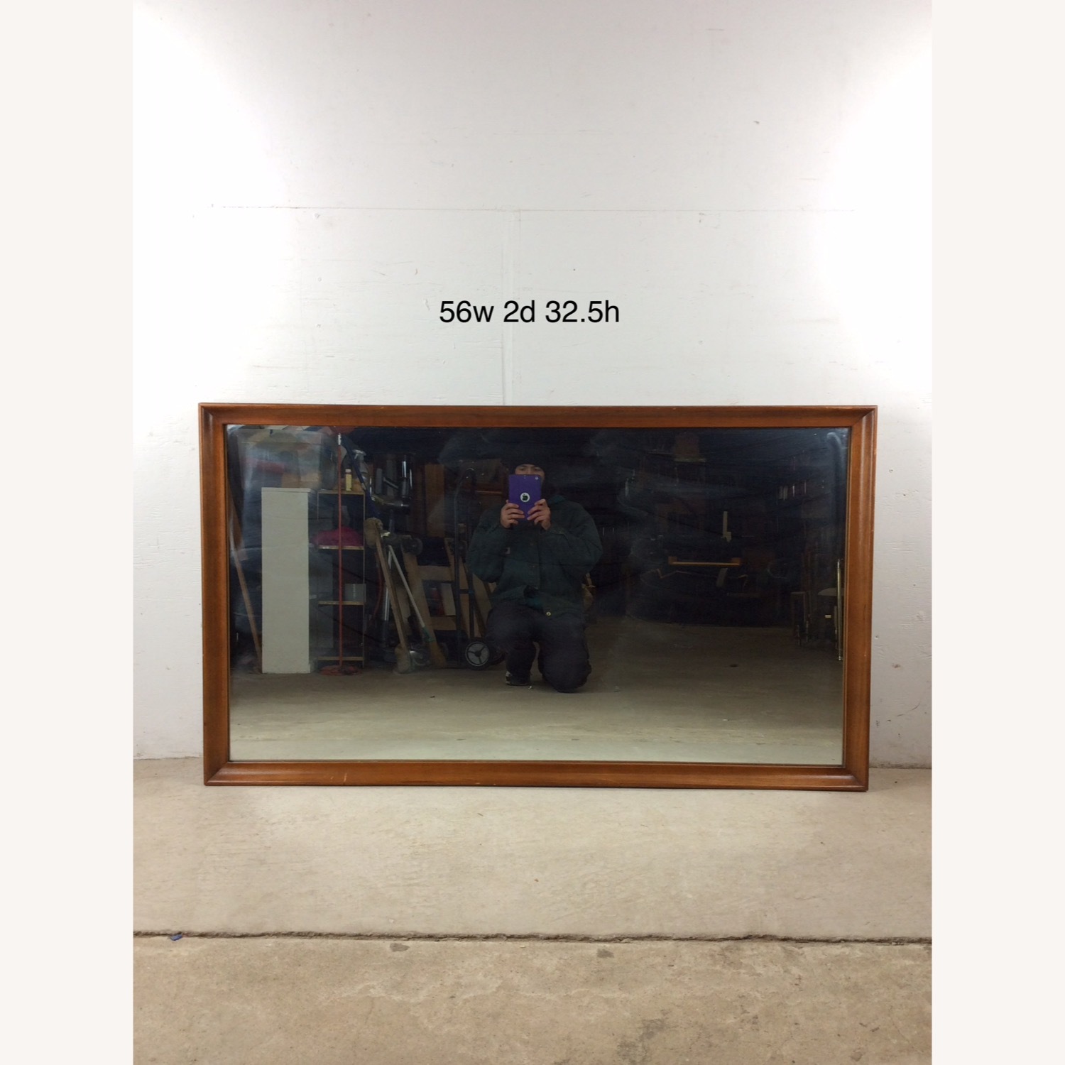 MCM Long Rectangular Wall Mirror with Walnut Frame - image-19