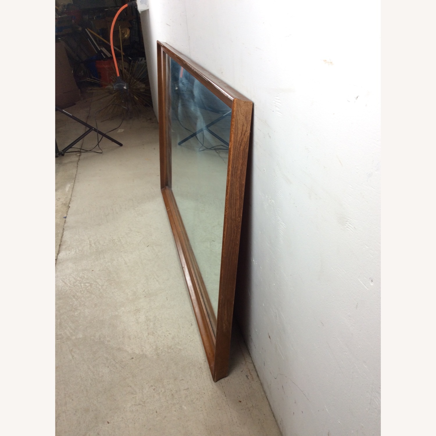 MCM Long Rectangular Wall Mirror with Walnut Frame - image-15
