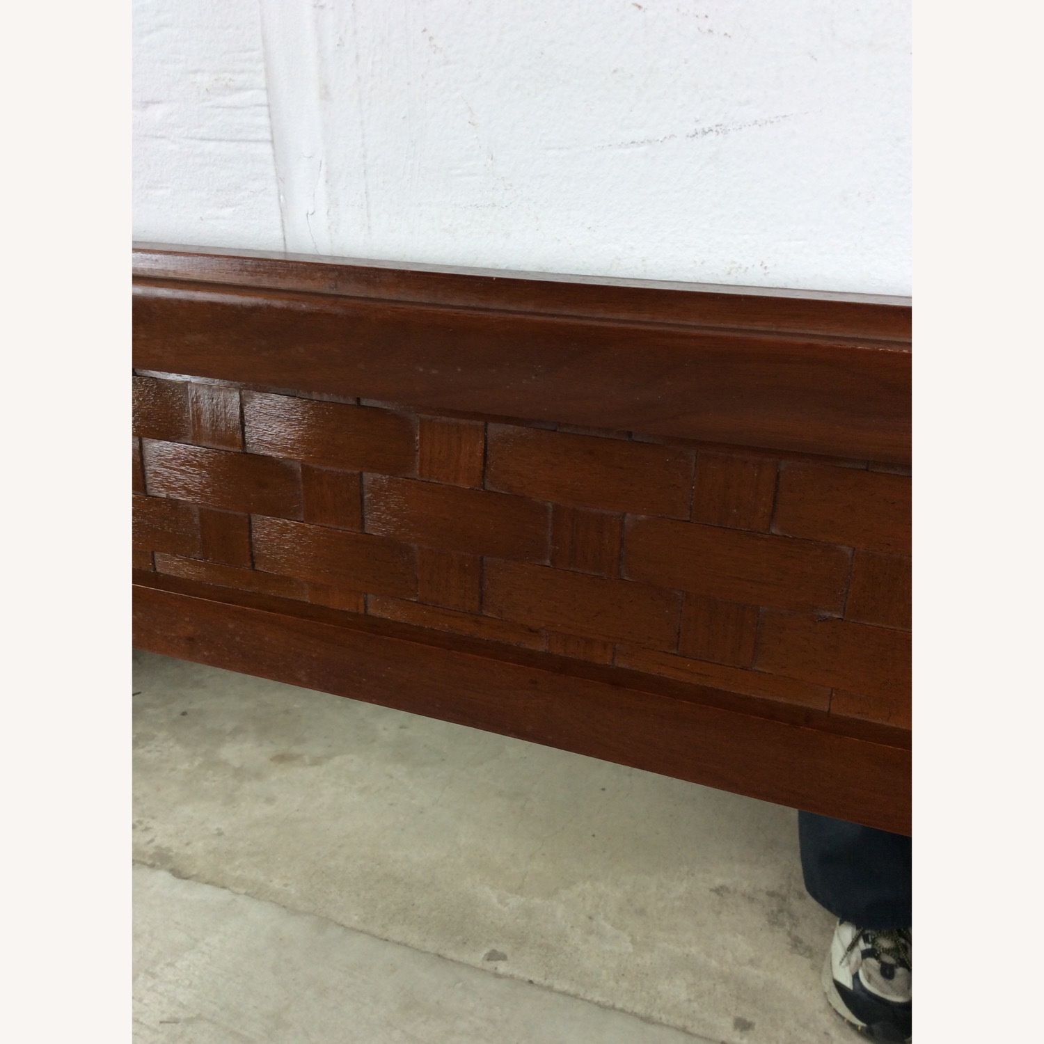 Mid Century Wall Mirror with Basket Weave Detail - image-12