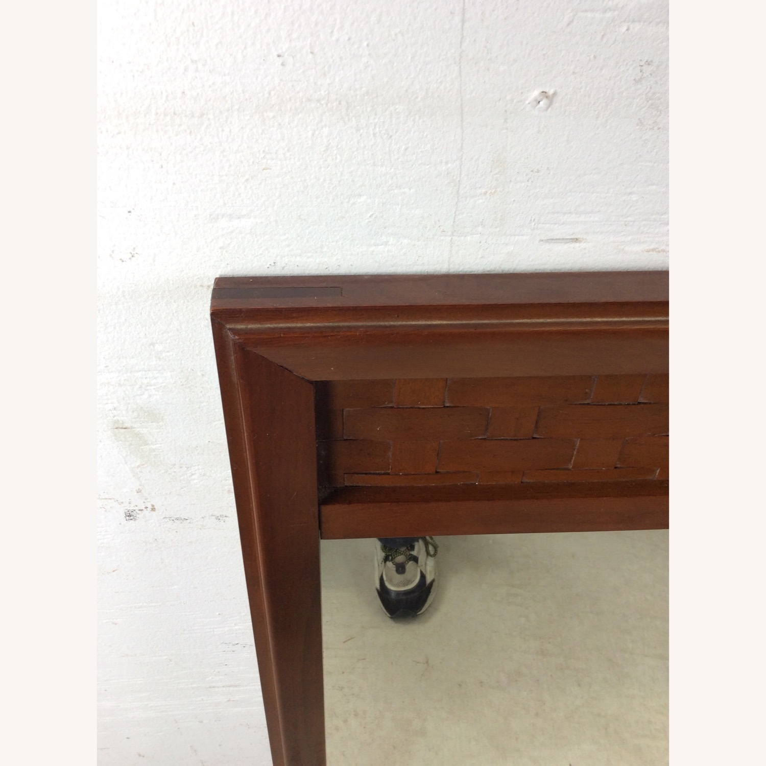 Mid Century Wall Mirror with Basket Weave Detail - image-8