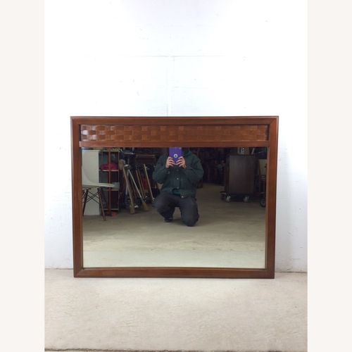 Used Mid Century Wall Mirror with Basket Weave Detail for sale on AptDeco