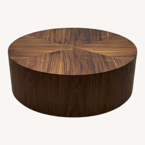 Used Latitude Run Walnut Round Coffee Table  Storage  for sale on AptDeco