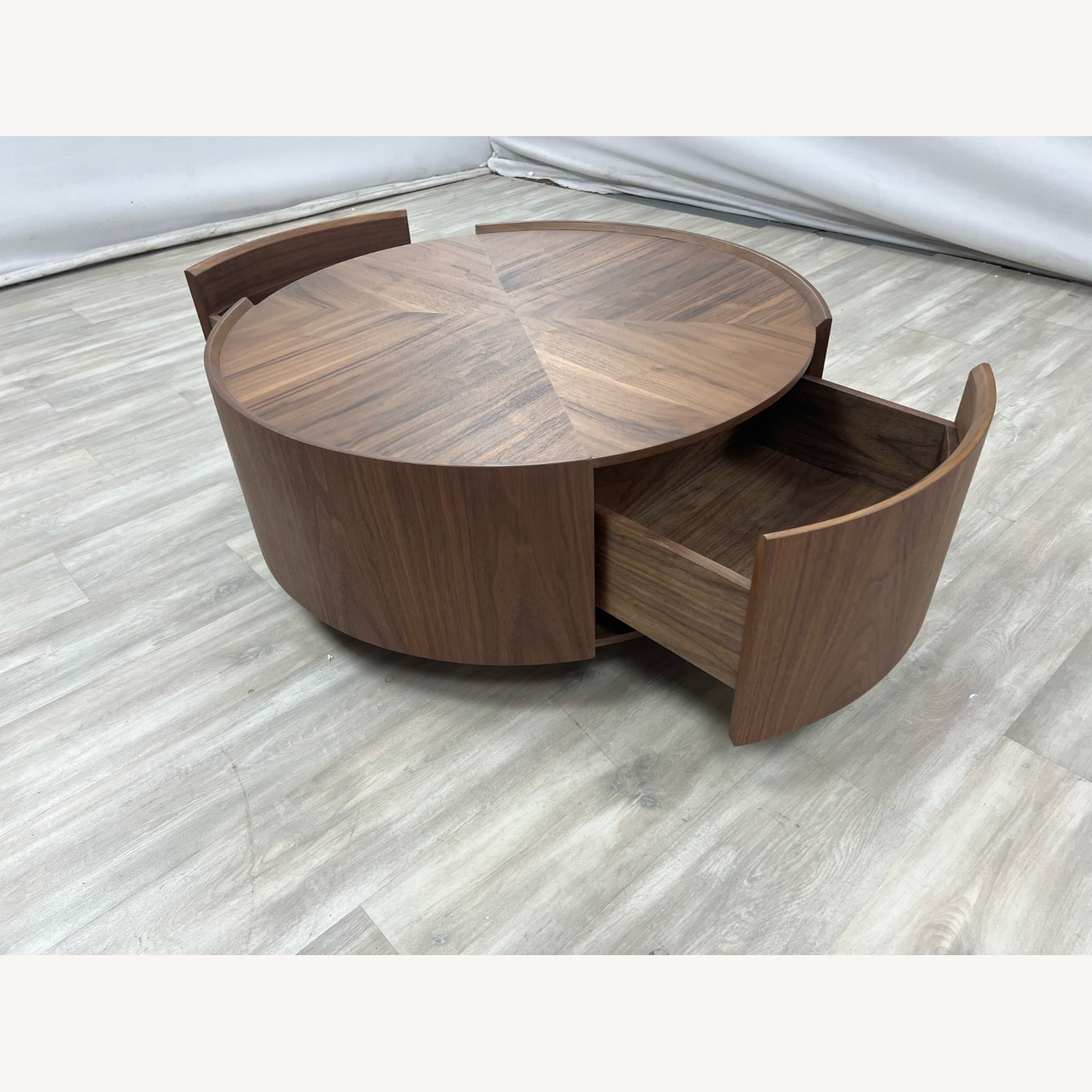 Latitude Run Walnut Round Coffee Table  Storage  - image-5