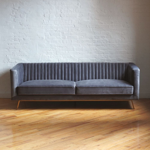 Used Modern Art Deco Sofa in Grey Velvet for sale on AptDeco