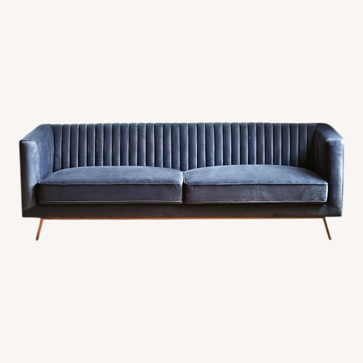 Modern Art Deco Sofa in Grey Velvet - image-5