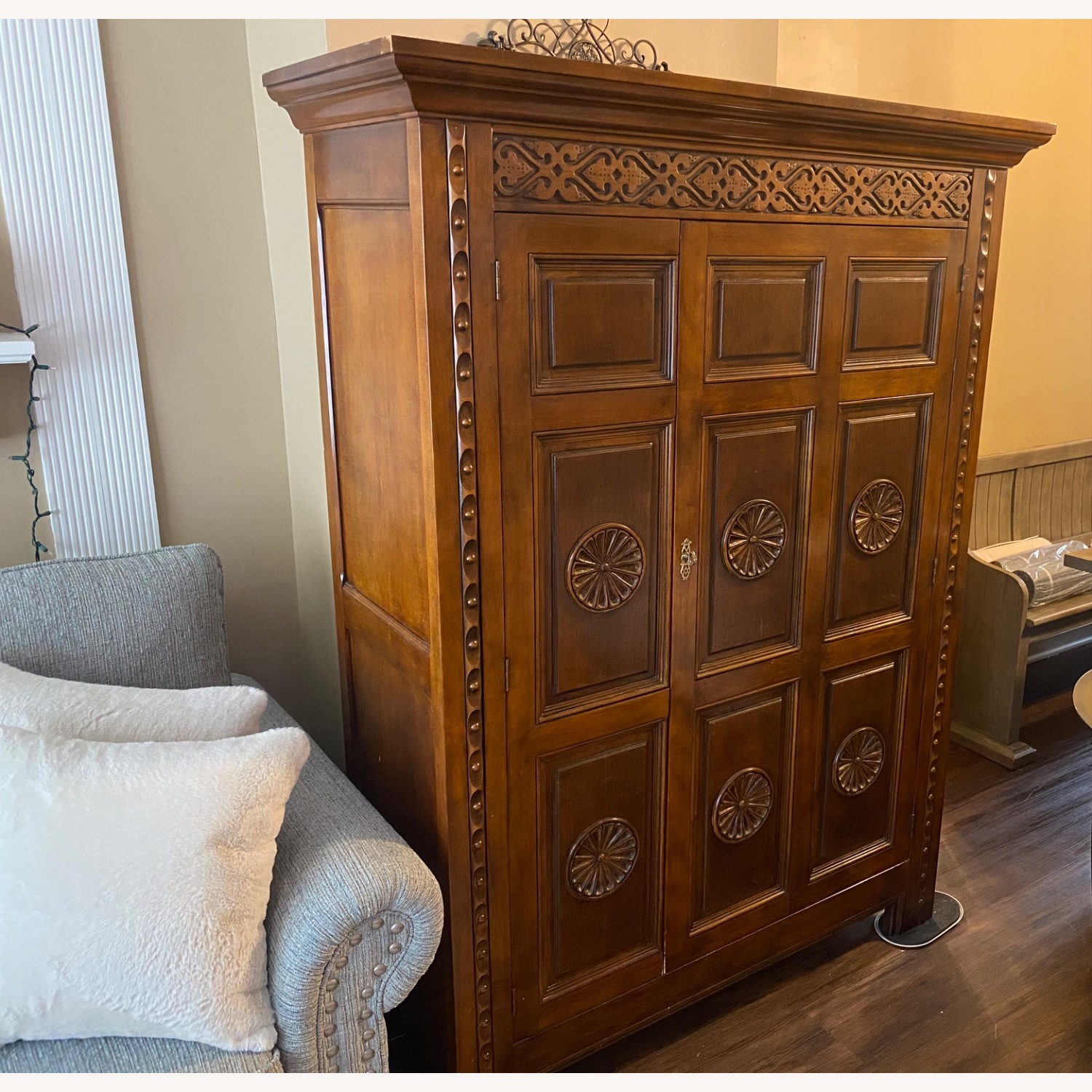 Baker Furniture Dark Brown Wood Armoire - image-7