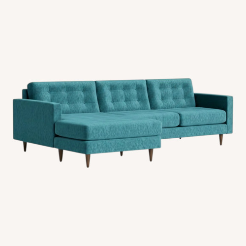 Used Joybird Eliot Blue Velvet Reversable Sectional for sale on AptDeco