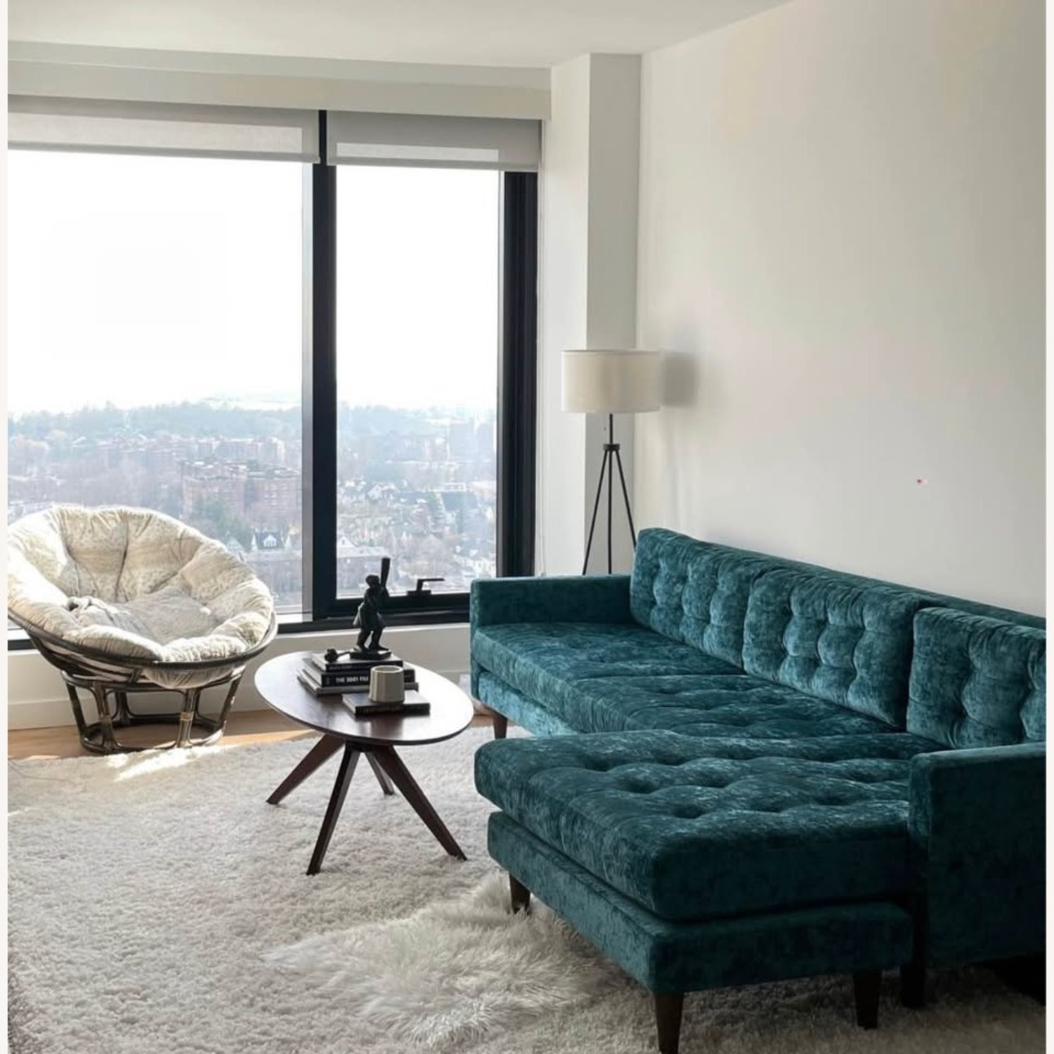 Joybird Eliot Blue Velvet Reversable Sectional - image-2