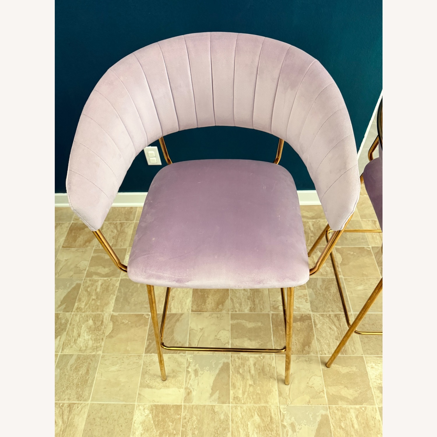Gold Plated with Velour Fabric Bar Chairs - image-3