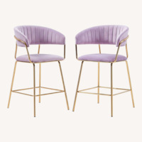 Gold Plated with Velour Fabric Bar Chairs