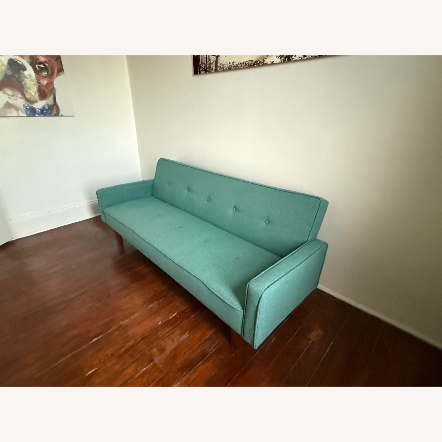 Modern Style Teal Convertible Sofa - image-3